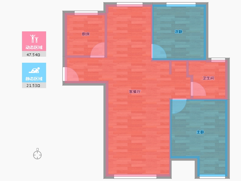 北京-北京市-京投发展璟悦府A3-02户型88m²-62.70-户型库-动静分区