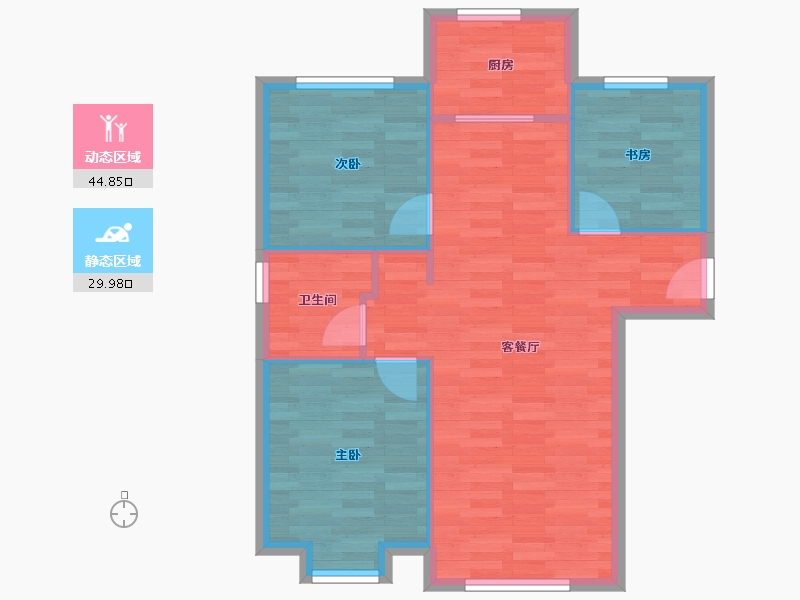 北京-北京市-京投发展璟悦府B1-02户型96m²-67.92-户型库-动静分区