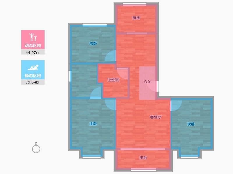 北京-北京市-京投发展璟悦府C1-02户型售110m²-75.28-户型库-动静分区