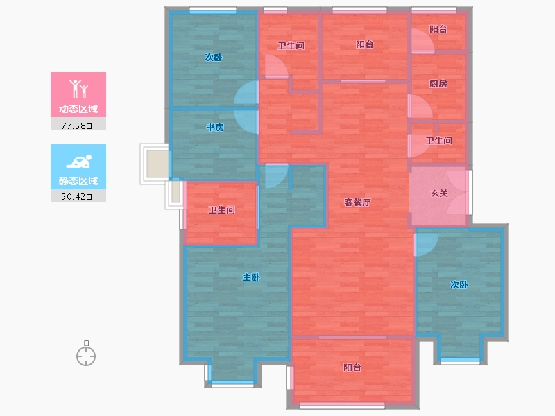 北京-北京市-京投发展璟悦府E户型145m²-116.07-户型库-动静分区