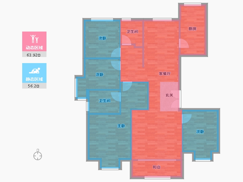 北京-北京市-京投发展璟悦府E-02户型148m²-109.01-户型库-动静分区