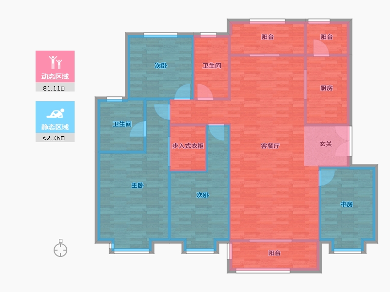 北京-北京市-京投发展璟悦府F户型165m²-131.15-户型库-动静分区