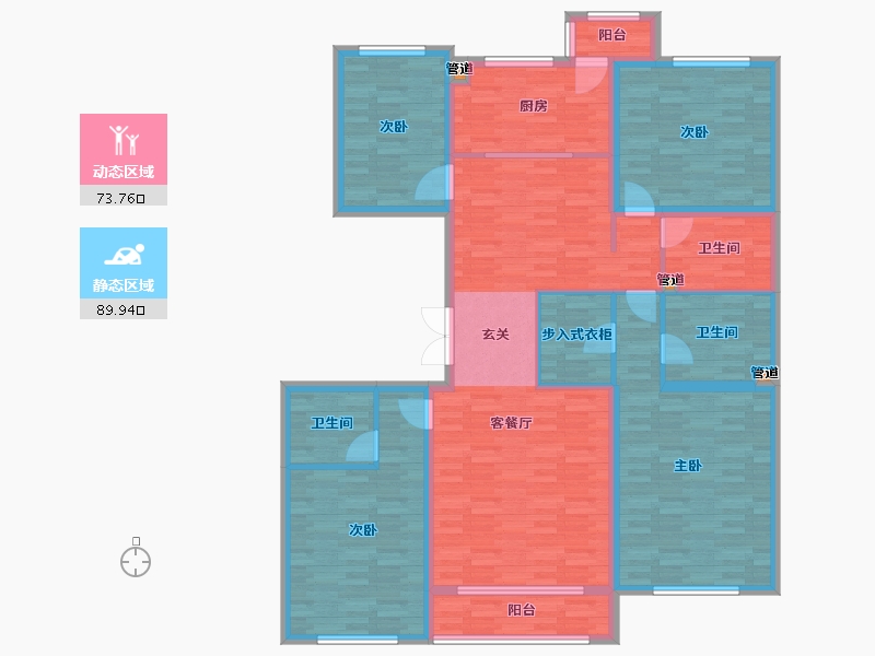 北京-北京市-世园村A1♯,A2♯184m²-147.20-户型库-动静分区