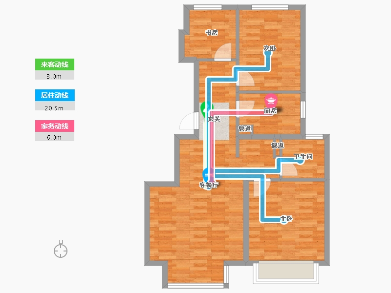 北京-北京市-世园村B-A1户型89m²-71.86-户型库-动静线