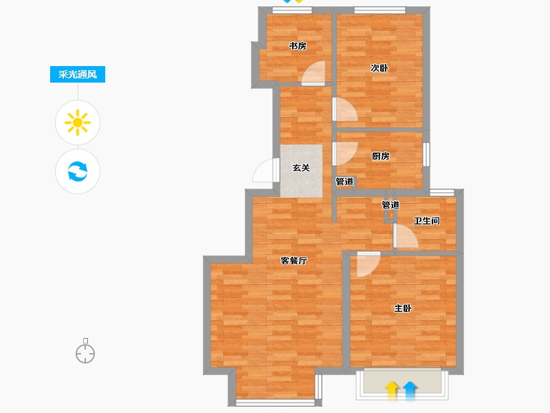 北京-北京市-世园村B-A1户型89m²-71.86-户型库-采光通风