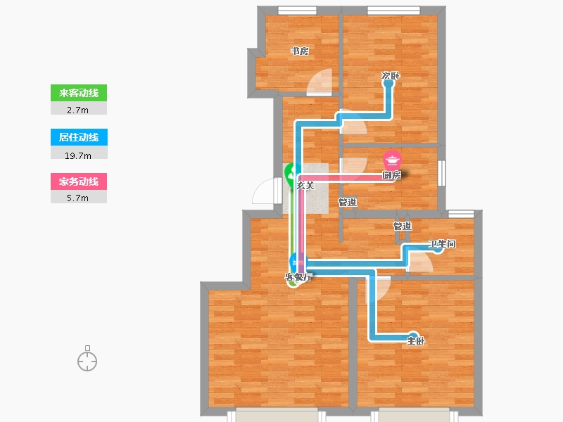 北京-北京市-世园村B-B1户型89m²-71.40-户型库-动静线