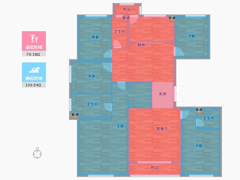 北京-北京市-世园村A2♯,A3♯214m²-171.20-户型库-动静分区