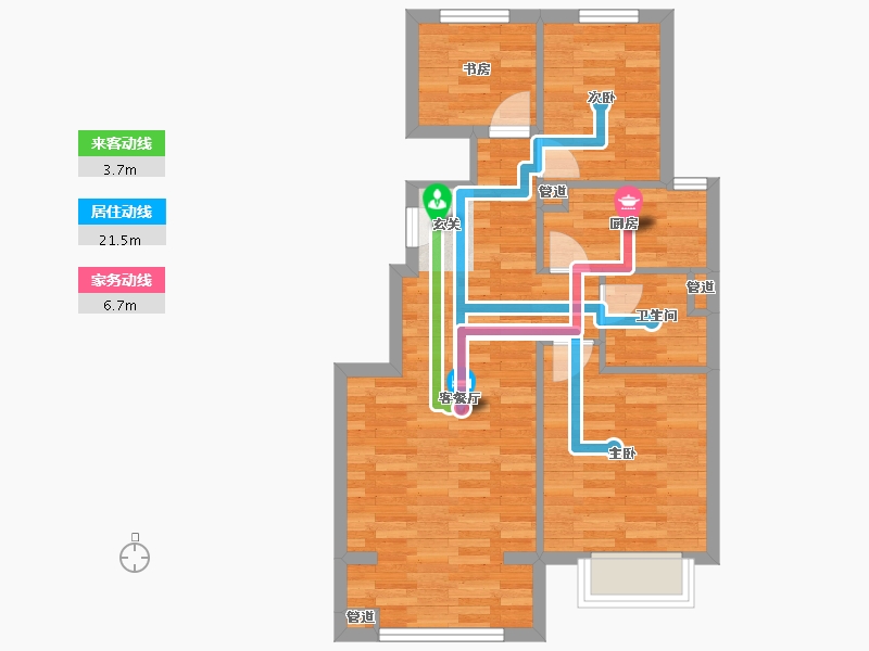 北京-北京市-碧桂园世奥龙鼎YJ户型89m²-63.01-户型库-动静线