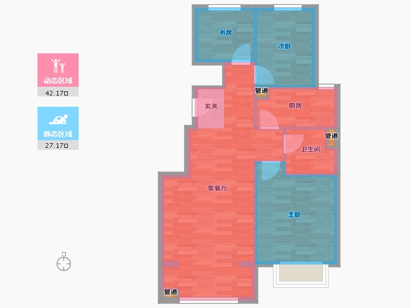 北京-北京市-碧桂园世奥龙鼎YJ户型89m²-63.01-户型库-动静分区