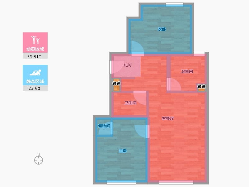 北京-北京市-京投发展锦悦府1♯,3♯,4♯,5♯,10♯,17♯79m²-52.88-户型库-动静分区