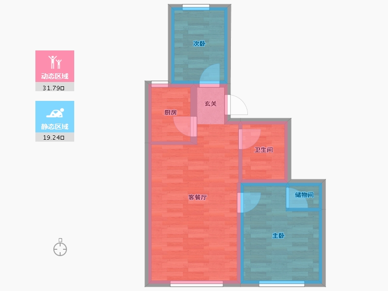 北京-北京市-京投发展锦悦府10♯,17♯,22♯,23♯69m²-44.79-户型库-动静分区