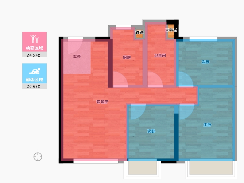 北京-北京市-中骏天峰1♯,2♯,6♯89m²-54.31-户型库-动静分区