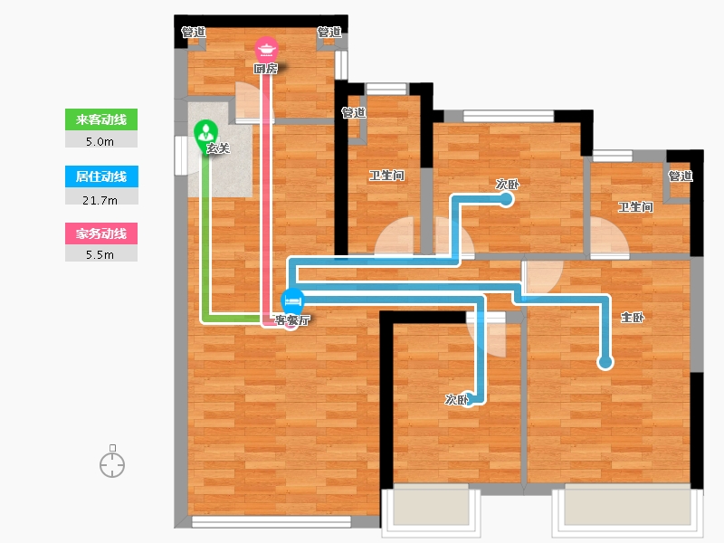 北京-北京市-中骏天峰1♯,2♯,6♯113m²-75.38-户型库-动静线