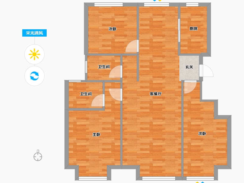 北京-北京市-奥园北京源墅D01号楼,D02号楼,D03号楼,D04号楼110m²-88.56-户型库-采光通风