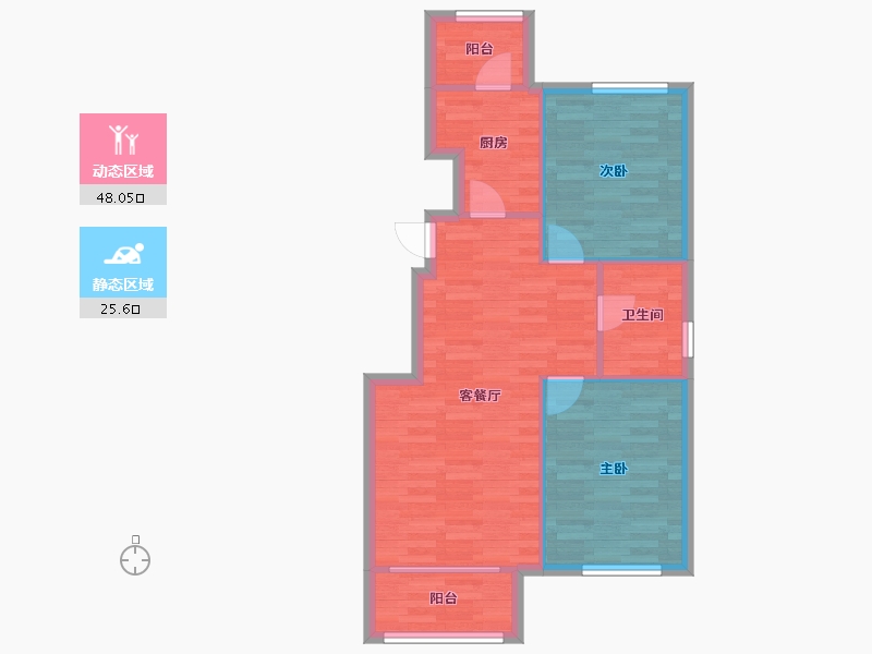 浙江省-杭州市-浅山香邑二期7栋,三期8栋,二期11栋建面89m²-66.54-户型库-动静分区