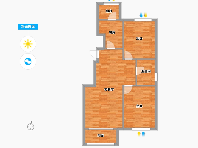 浙江省-杭州市-浅山香邑二期7栋,三期8栋,二期11栋建面89m²-66.54-户型库-采光通风