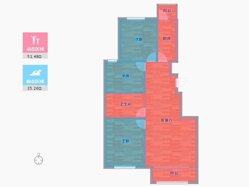 浙江省-杭州市-浅山香邑三期8栋建面107m²-78.84-户型库-动静分区