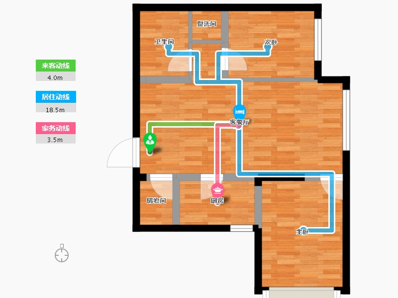 浙江省-杭州市-橡树珑湾1栋,2栋,3栋,6栋,8栋建面78m²-54.72-户型库-动静线