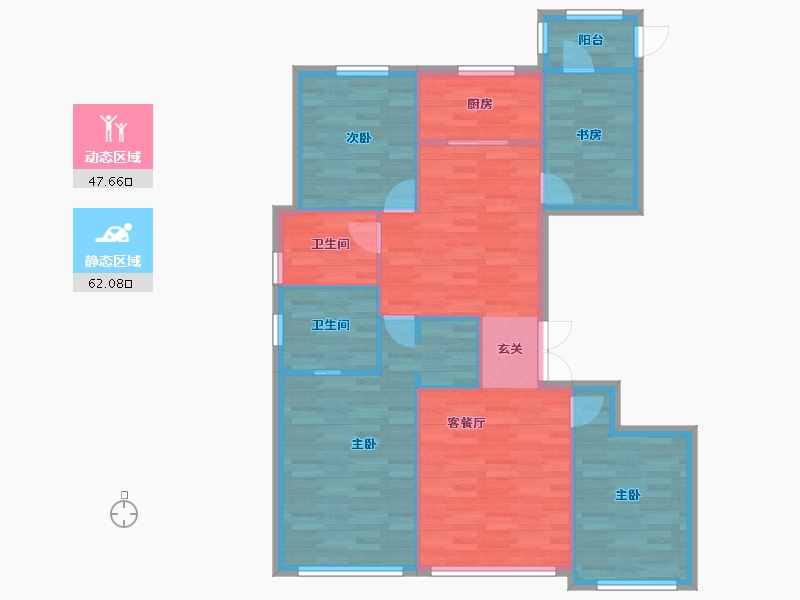 北京-北京市-中骏西山天璟7号楼,8号楼117m²-100.04-户型库-动静分区