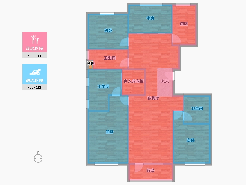 北京-北京市-华润西山墅49号楼,50号楼,51号楼,52号楼,53号楼175m²-134.39-户型库-动静分区