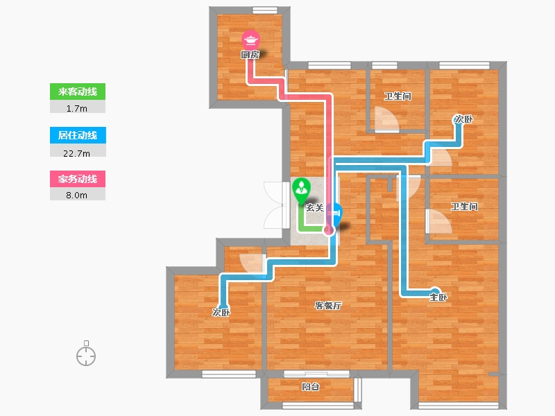 北京-北京市-北京城建龙樾西山1号楼,2号楼,3号楼,4号楼,5号楼118m²-85.95-户型库-动静线