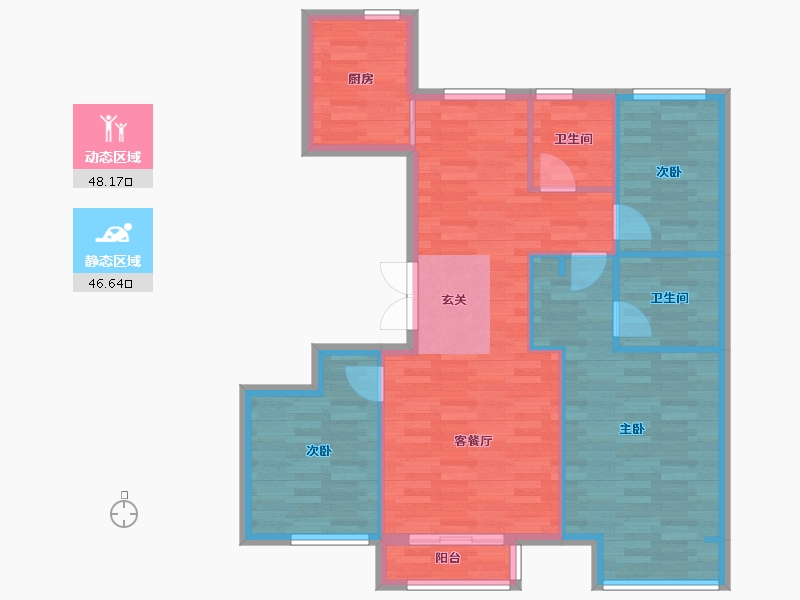 北京-北京市-北京城建龙樾西山1号楼,2号楼,3号楼,4号楼,5号楼118m²-85.95-户型库-动静分区