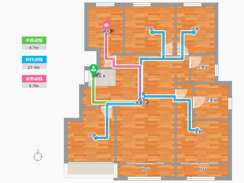 北京-北京市-华萃西山4♯,5♯,6♯128m²-98.06-户型库-动静线