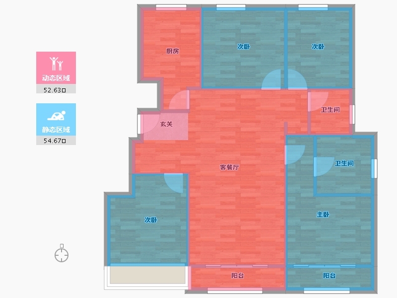 北京-北京市-华萃西山4♯,5♯,6♯128m²-98.06-户型库-动静分区