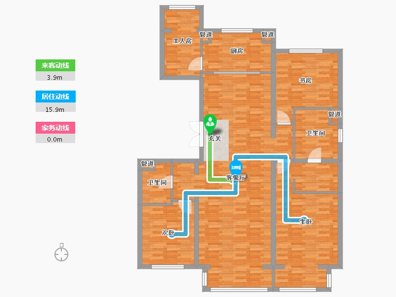 北京-北京市-丽景长安二期5号楼180m²-133.72-户型库-动静线