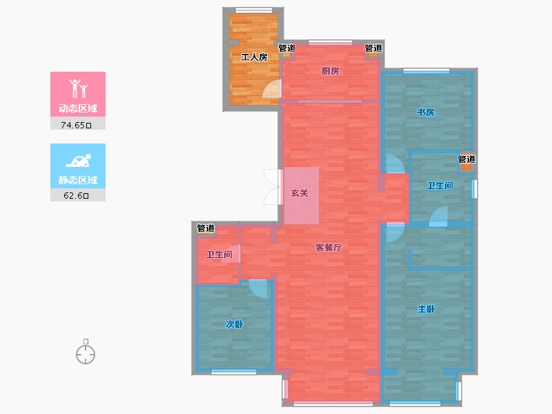 北京-北京市-丽景长安二期5号楼180m²-133.72-户型库-动静分区