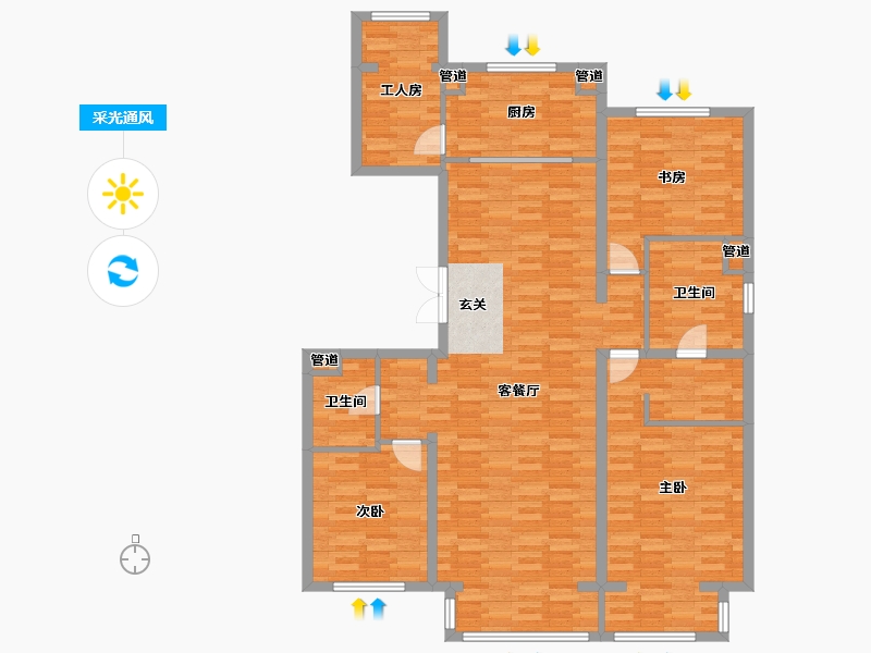 北京-北京市-丽景长安二期5号楼180m²-133.72-户型库-采光通风