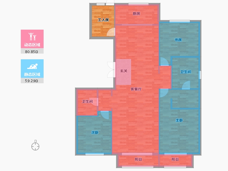 北京-北京市-丽景长安4号楼,7号楼190m²-134.80-户型库-动静分区