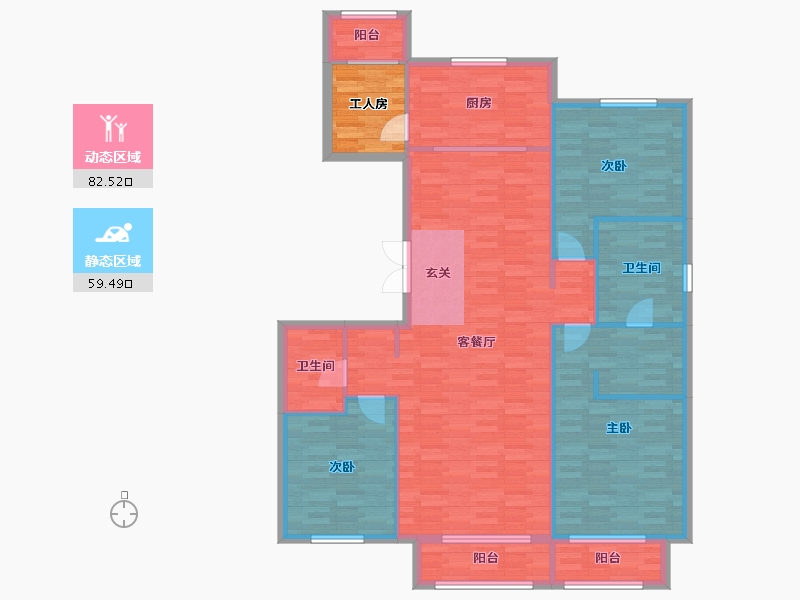 北京-北京市-丽景长安5号楼139m²-134.96-户型库-动静分区