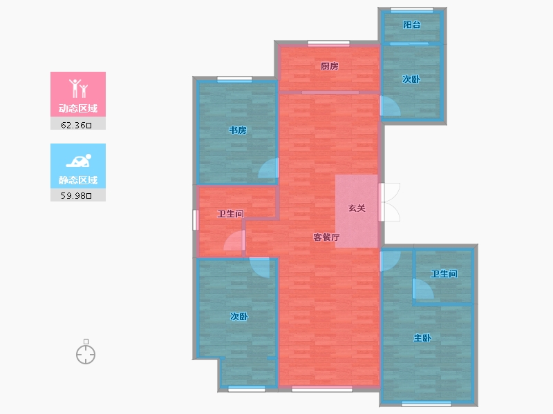 北京-北京市-丽景长安8号楼152m²-112.35-户型库-动静分区