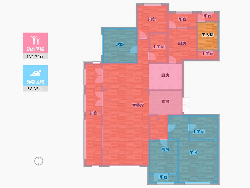 北京-北京市-西山御园1号楼,2号楼,3号楼,4号楼193m²-181.94-户型库-动静分区