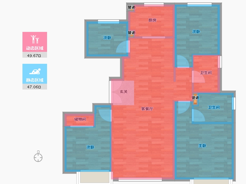 北京-北京市-檀香府C5-01号楼,C5-05号楼,C5-06号楼,C5-10号楼124m²-86.90-户型库-动静分区