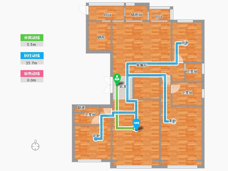 北京-北京市-中国铁建万科翡翠长安5号楼,9号楼166m²-132.56-户型库-动静线