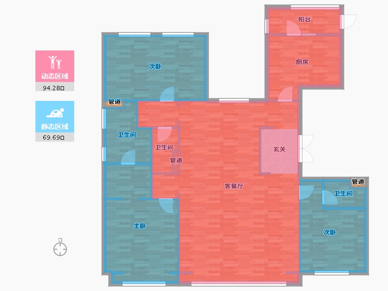 北京-北京市-中国铁建万科翡翠长安5号楼198m²-151.49-户型库-动静分区