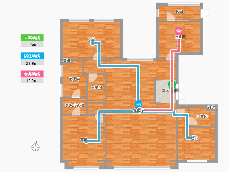 北京-北京市-中国铁建万科翡翠长安204平米户型204m²-152.05-户型库-动静线