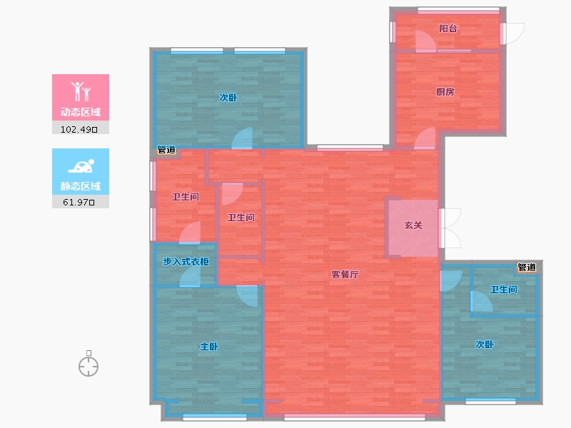 北京-北京市-中国铁建万科翡翠长安204平米户型204m²-152.05-户型库-动静分区