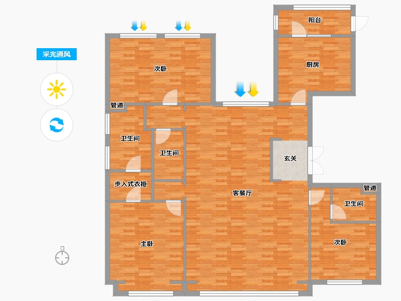 北京-北京市-中国铁建万科翡翠长安204平米户型204m²-152.05-户型库-采光通风