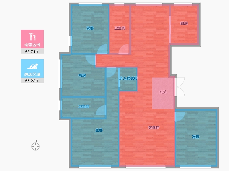 北京-北京市-西山燕庐东区4号楼,东区5号楼165m²-118.56-户型库-动静分区