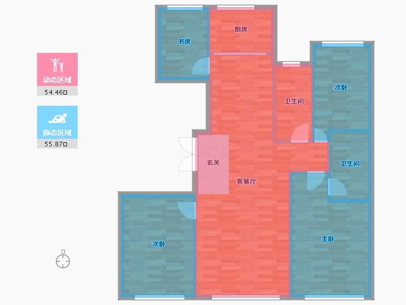 北京-北京市-西山燕庐东区4号楼,东区5号楼96m²-101.23-户型库-动静分区