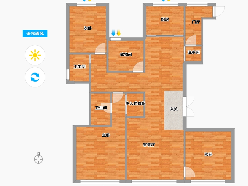 北京-北京市-西山燕庐东区2号楼172m²-114.56-户型库-采光通风