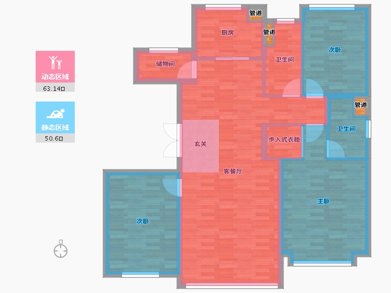 北京-北京市-西山燕庐9137平米户型137m²-103.40-户型库-动静分区