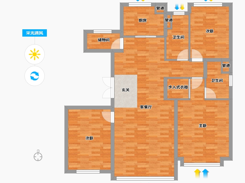 北京-北京市-西山燕庐9137平米户型137m²-103.40-户型库-采光通风