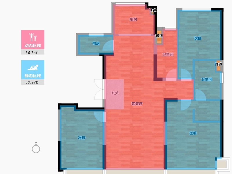 北京-北京市-西山燕庐11号楼141m²-105.18-户型库-动静分区