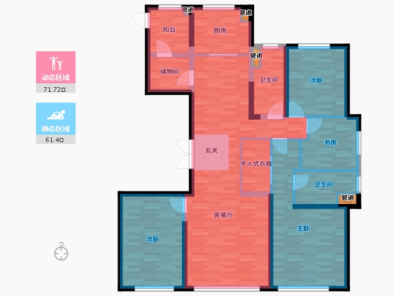 北京-北京市-西山燕庐6号楼169m²-119.73-户型库-动静分区