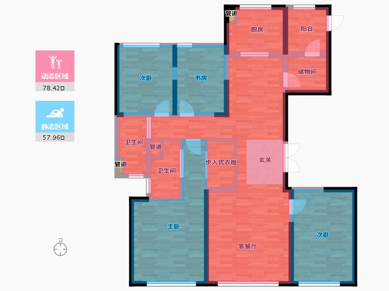 北京-北京市-西山燕庐6号楼171m²-120.62-户型库-动静分区