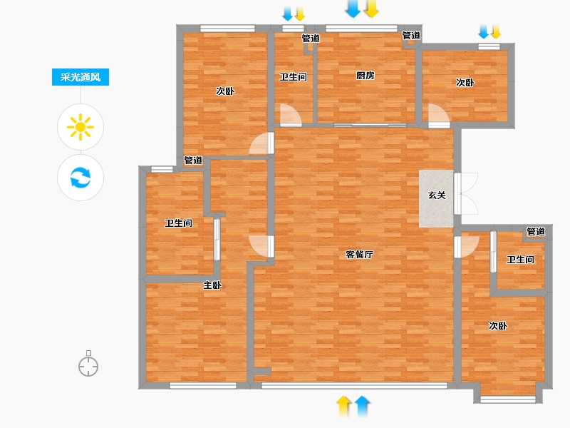 北京-北京市-西山燕庐7/8/194平米户型194m²-149.83-户型库-采光通风